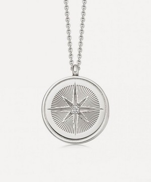 Astley Clarke - Silver Celestial Compass White Sapphire Locket Necklace image number 0