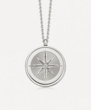 Astley Clarke - Silver Celestial Compass White Sapphire Locket Necklace image number 0