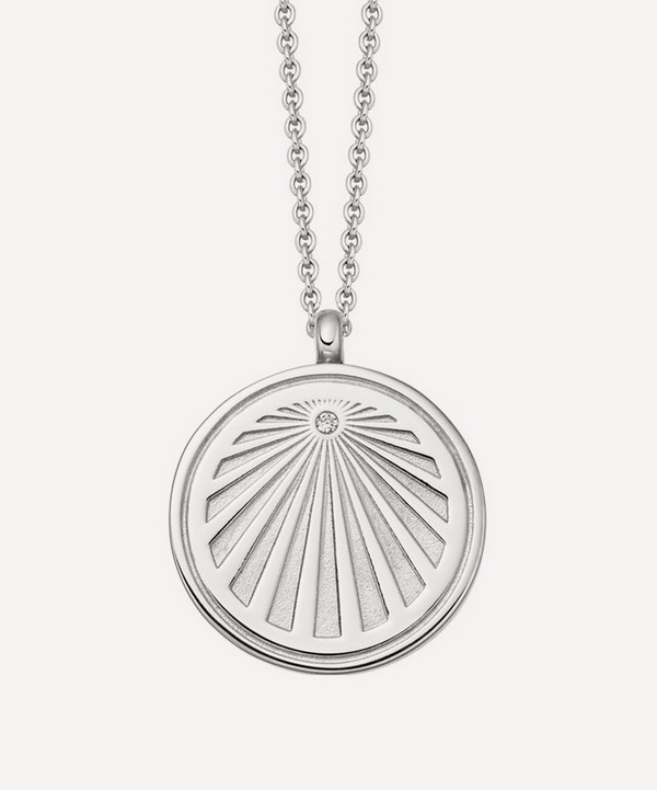 Astley Clarke - Silver Celestial Sunrise White Sapphire Locket Necklace image number null