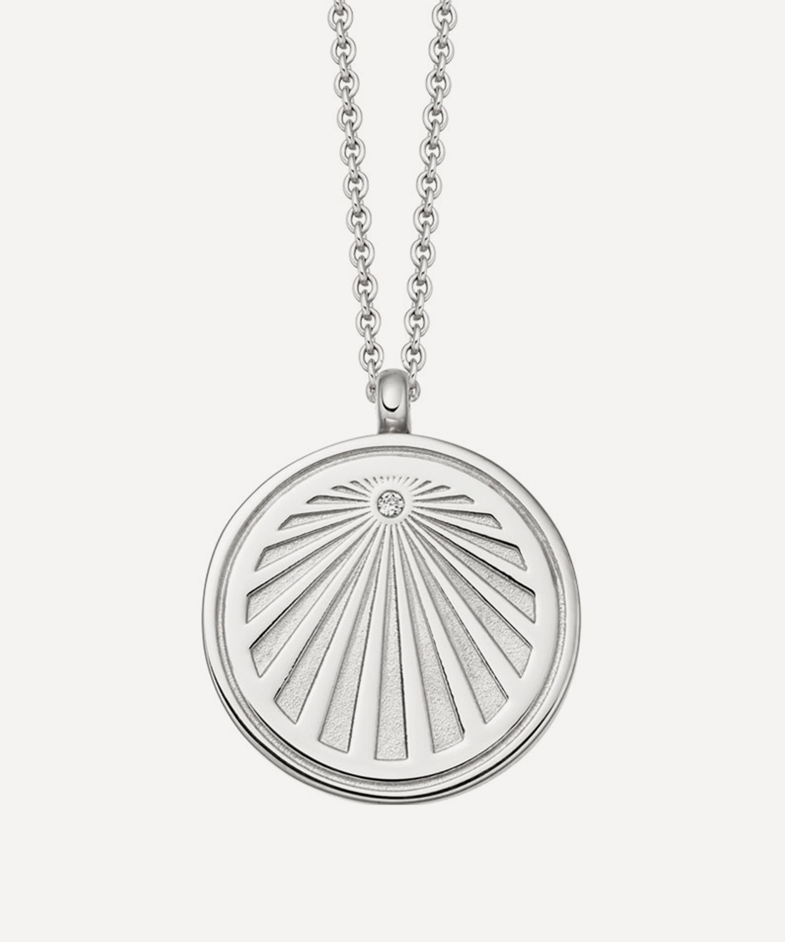 Astley Clarke - Silver Celestial Sunrise White Sapphire Locket Necklace image number 0