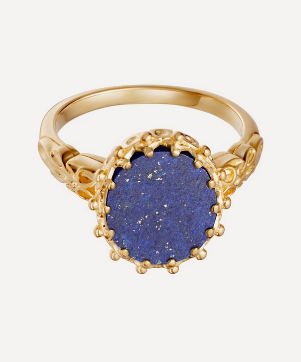 Astley Clarke - Gold Plated Vermeil Silver Large Floris Lapis Lazuli Ring image number null