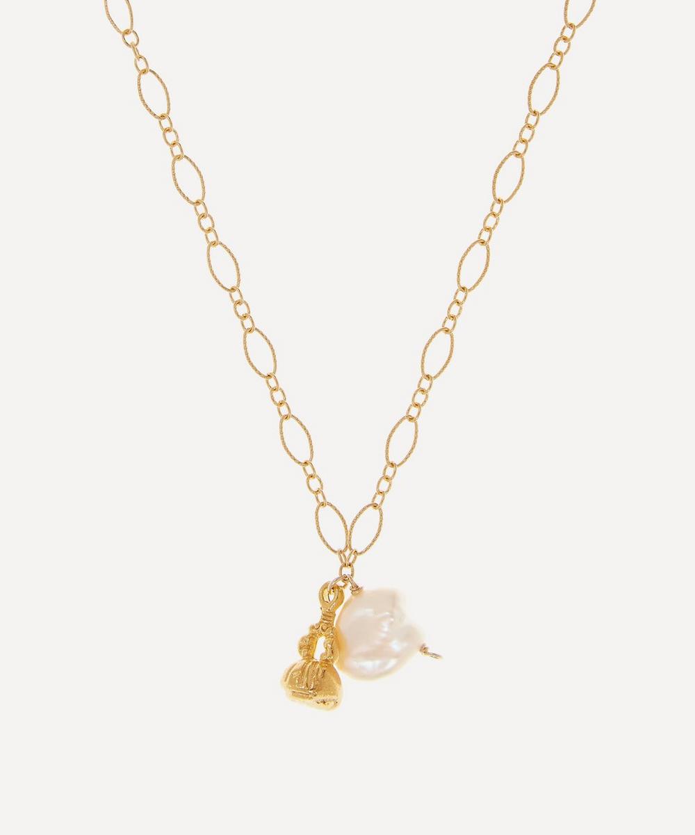 Alighieri Gold-plated The Sagitta Baroque Pearl Double Pendant Necklace