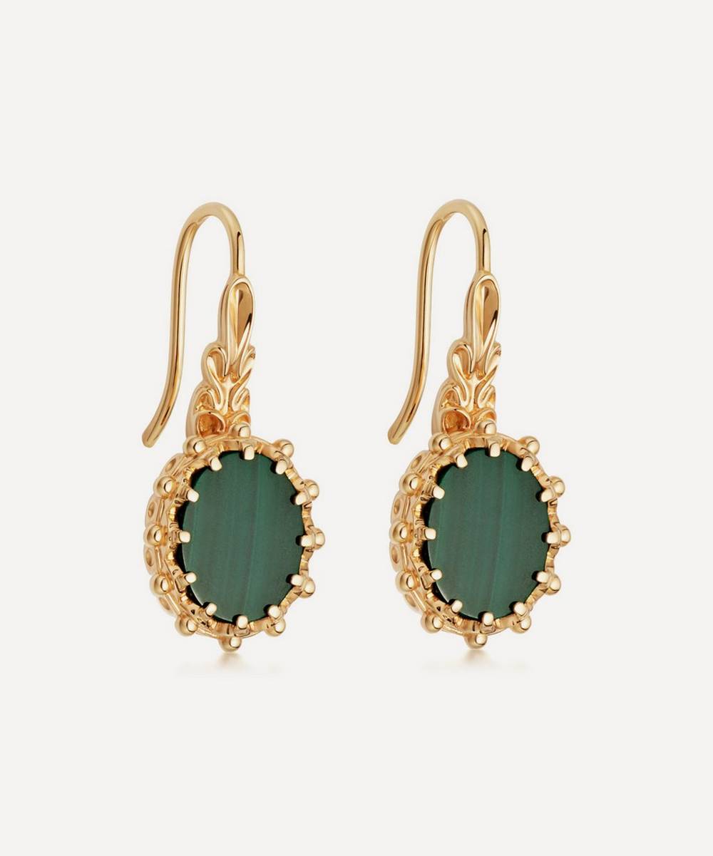 Astley Clarke - Gold Plated Vermeil Silver Floris Malachite Drop Earrings