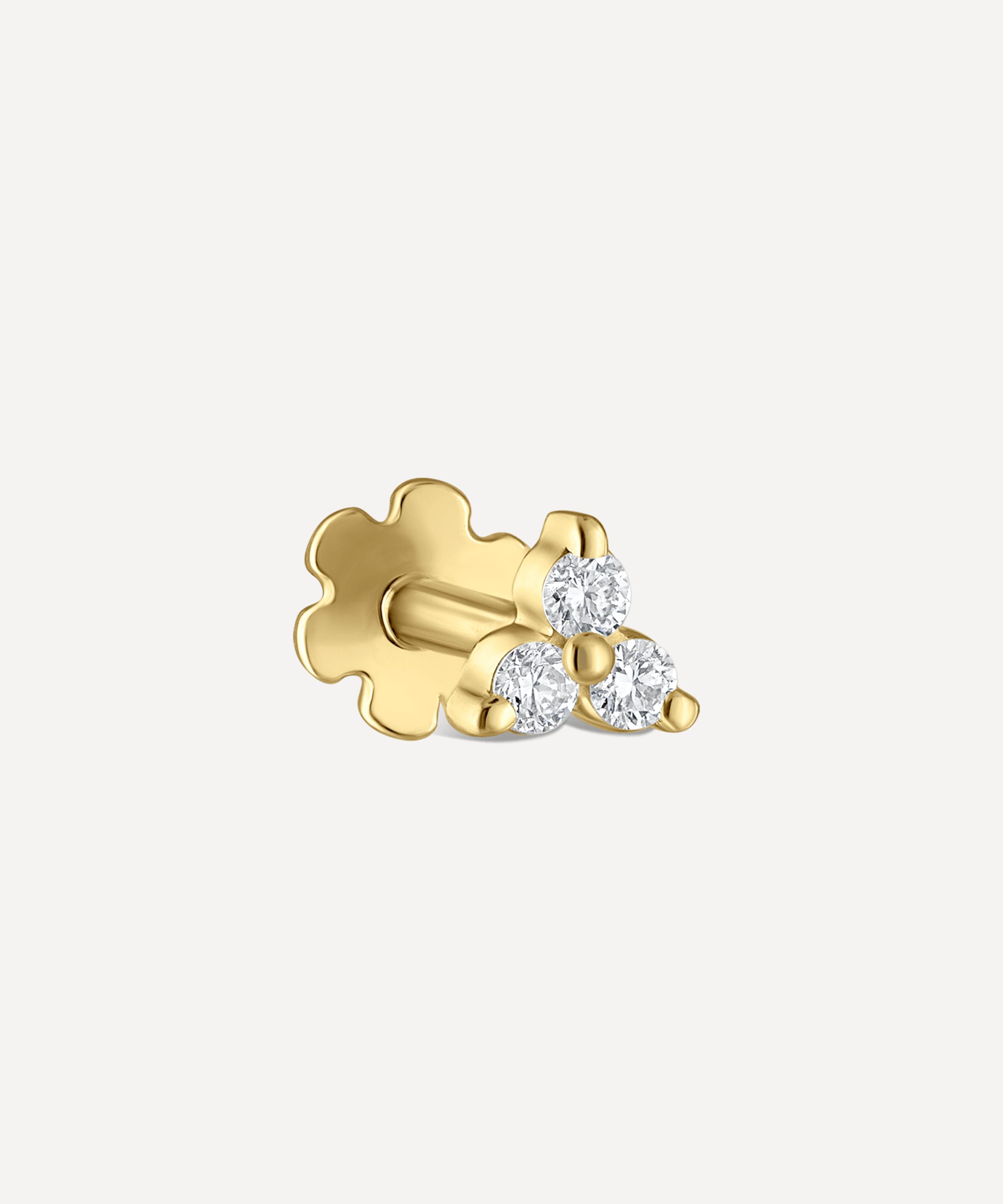 Maria Tash - 18ct 3mm Diamond Trinity Threaded Stud Earring image number 0