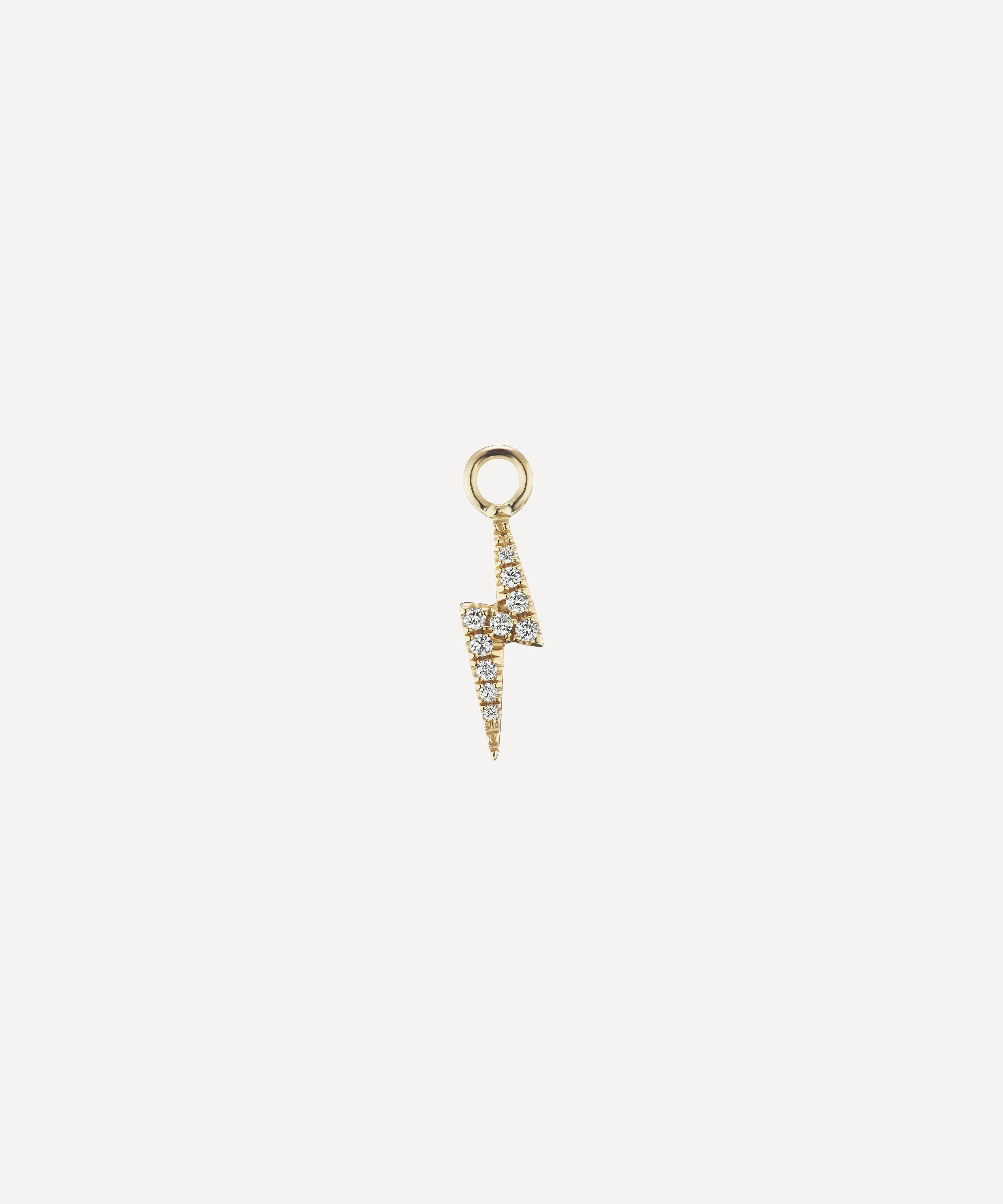 Maria Tash Diamond Lightning Bolt Charm In Gold