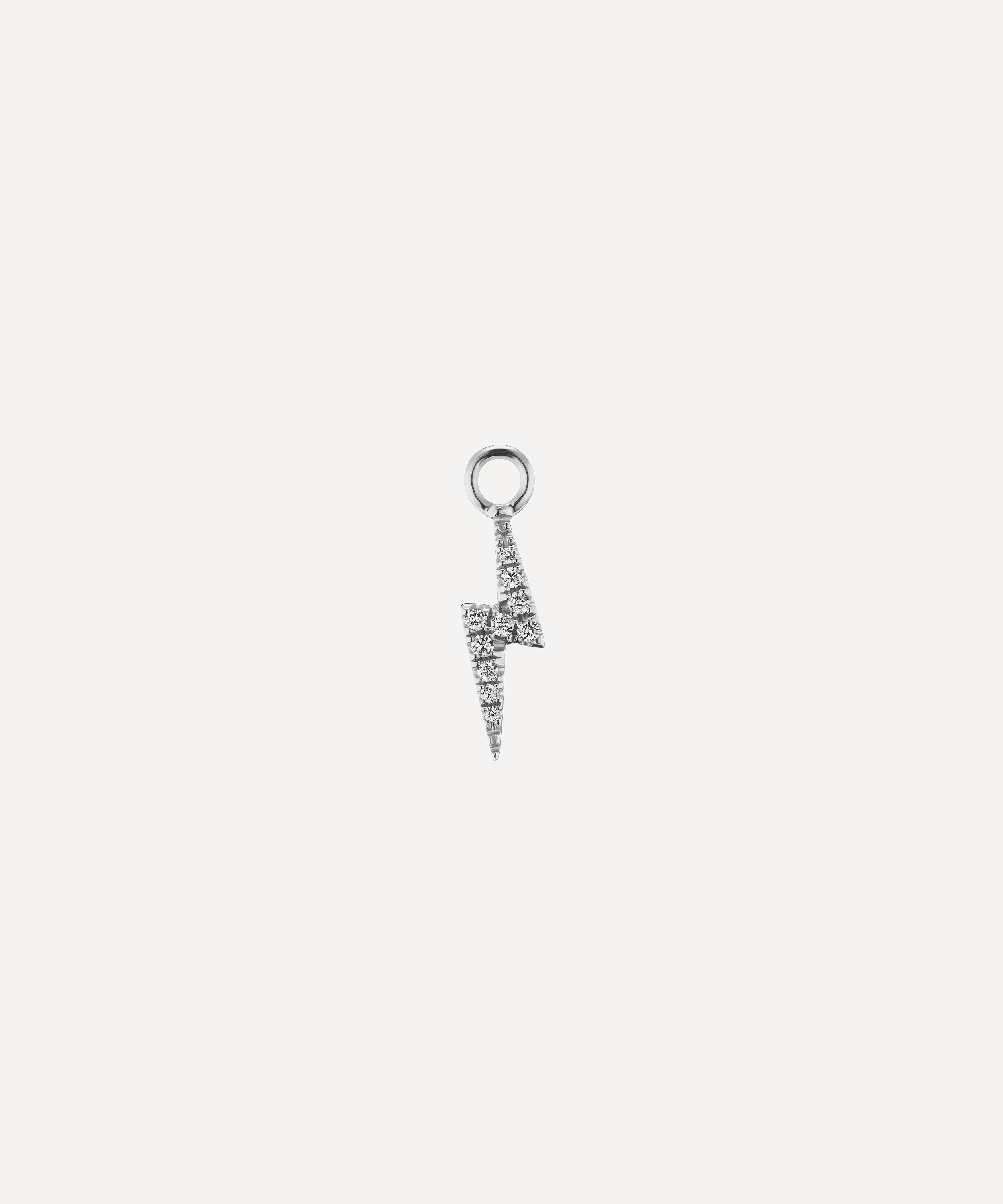 Maria Tash Diamond Lightning Bolt Charm In White Gold