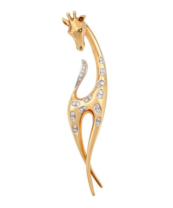 Kojis - Gold Diamond Giraffe Brooch image number null