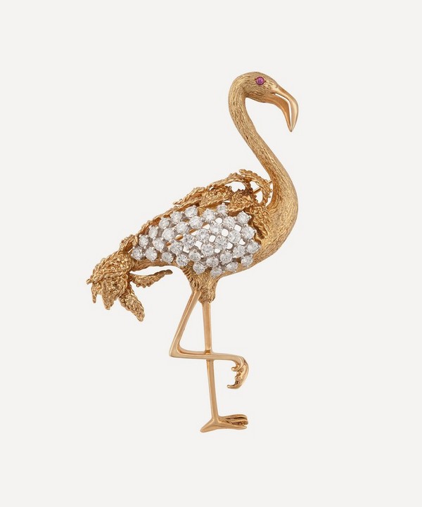 Kojis - Gold Ruby and Diamond Flamingo Brooch image number null
