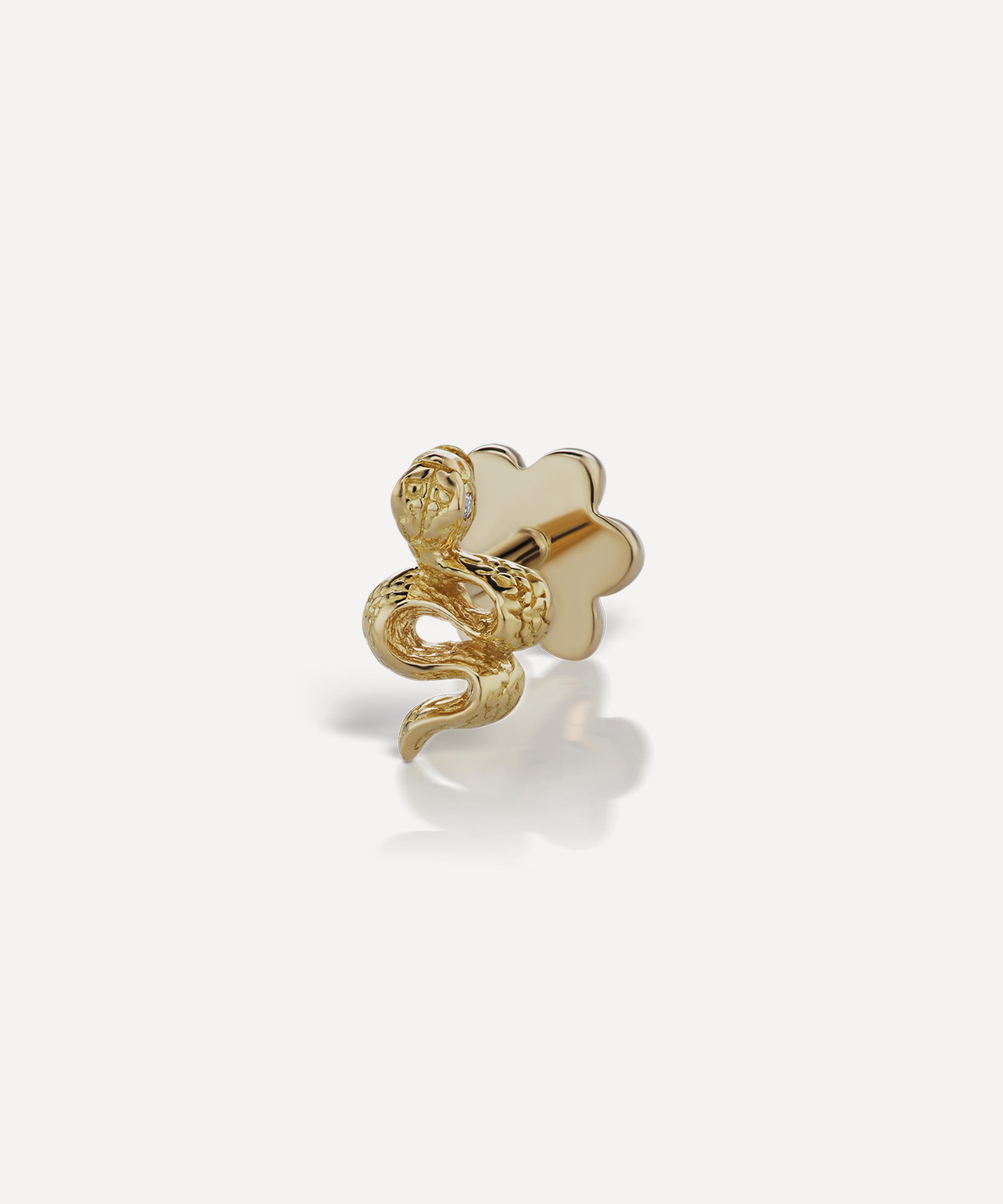 Maria Tash - 18ct Small Engraved Diamond Snake Single Threaded Stud Earring Left image number 0
