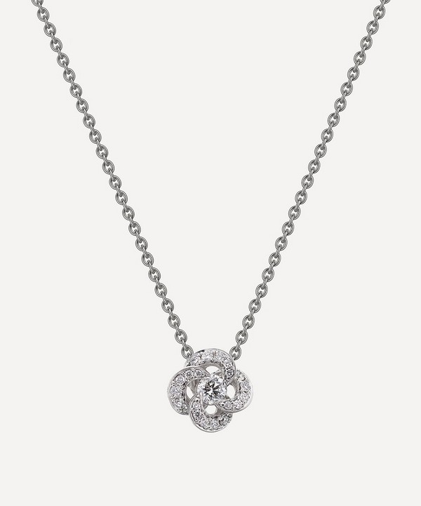 Shaun Leane - 18ct White Gold Entwined Diamond Pavé Flower Pendant Necklace image number null