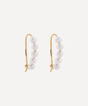 Mizuki - Gold Small Pearl Safety Pin Earrings image number 0