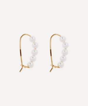 Mizuki - Gold Small Pearl Safety Pin Earrings image number 2