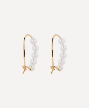 Mizuki - Gold Small Pearl Safety Pin Earrings image number 3
