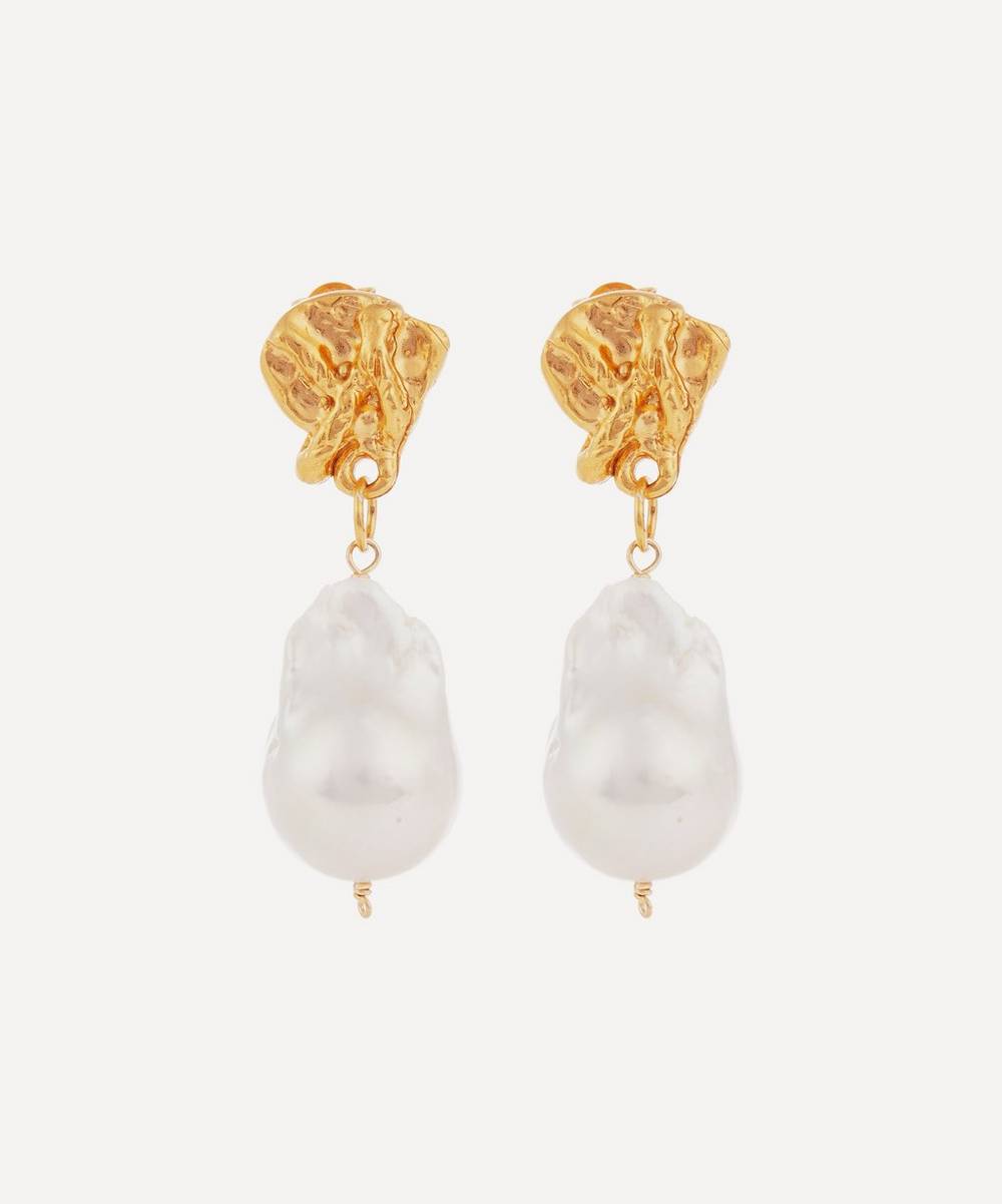 ALIGHIERI Gold-Plated The Fragment of Light Baroque Pearl Drop Earrings