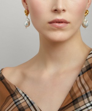 Alighieri - Gold-Plated The Fragment of Light Baroque Pearl Drop Earrings image number 1
