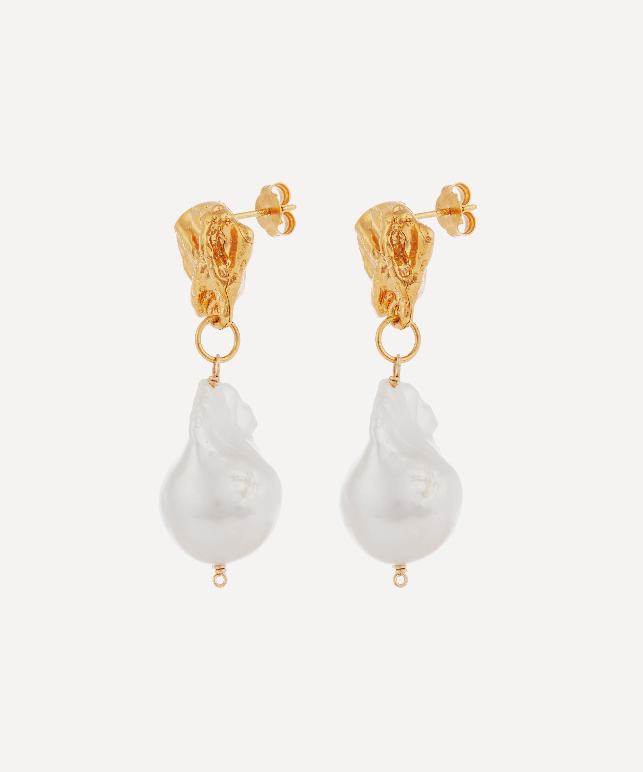 Alighieri - Gold-Plated The Fragment of Light Baroque Pearl Drop Earrings image number 2