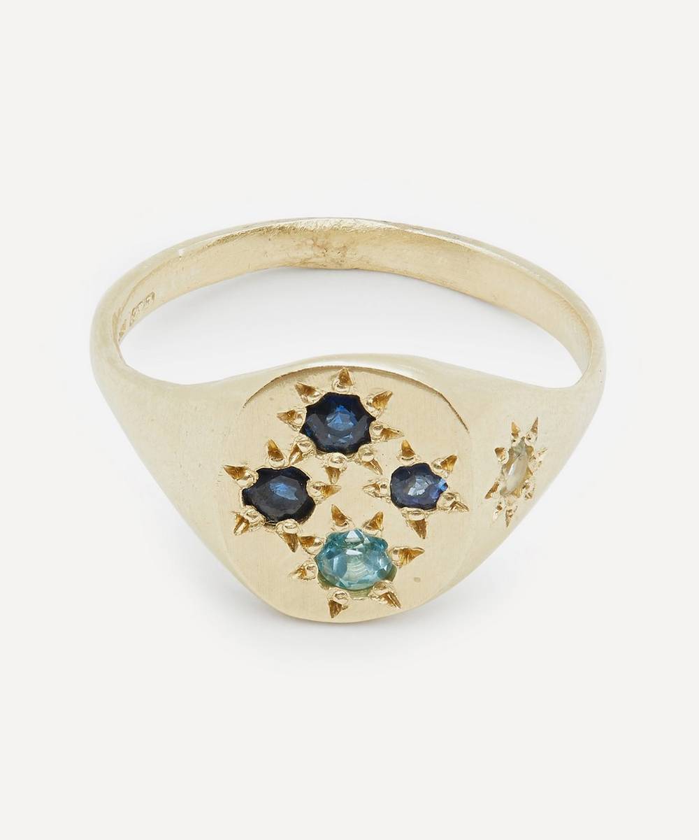 Seb Brown - Gold Neapolitan Blue Multi-Stone Signet Ring