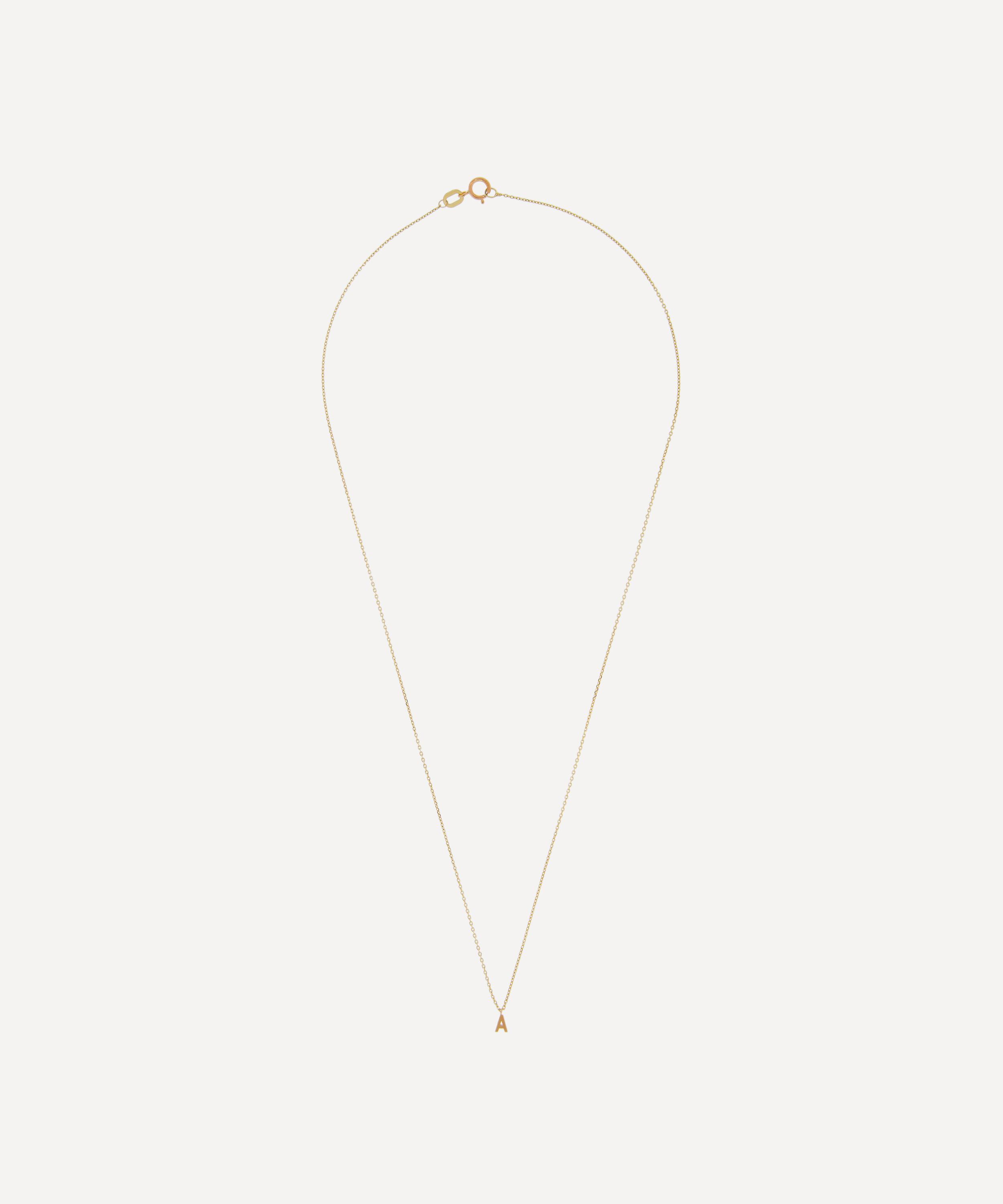 AURUM + GREY - 9ct Gold A Initial Pendant Necklace image number 2