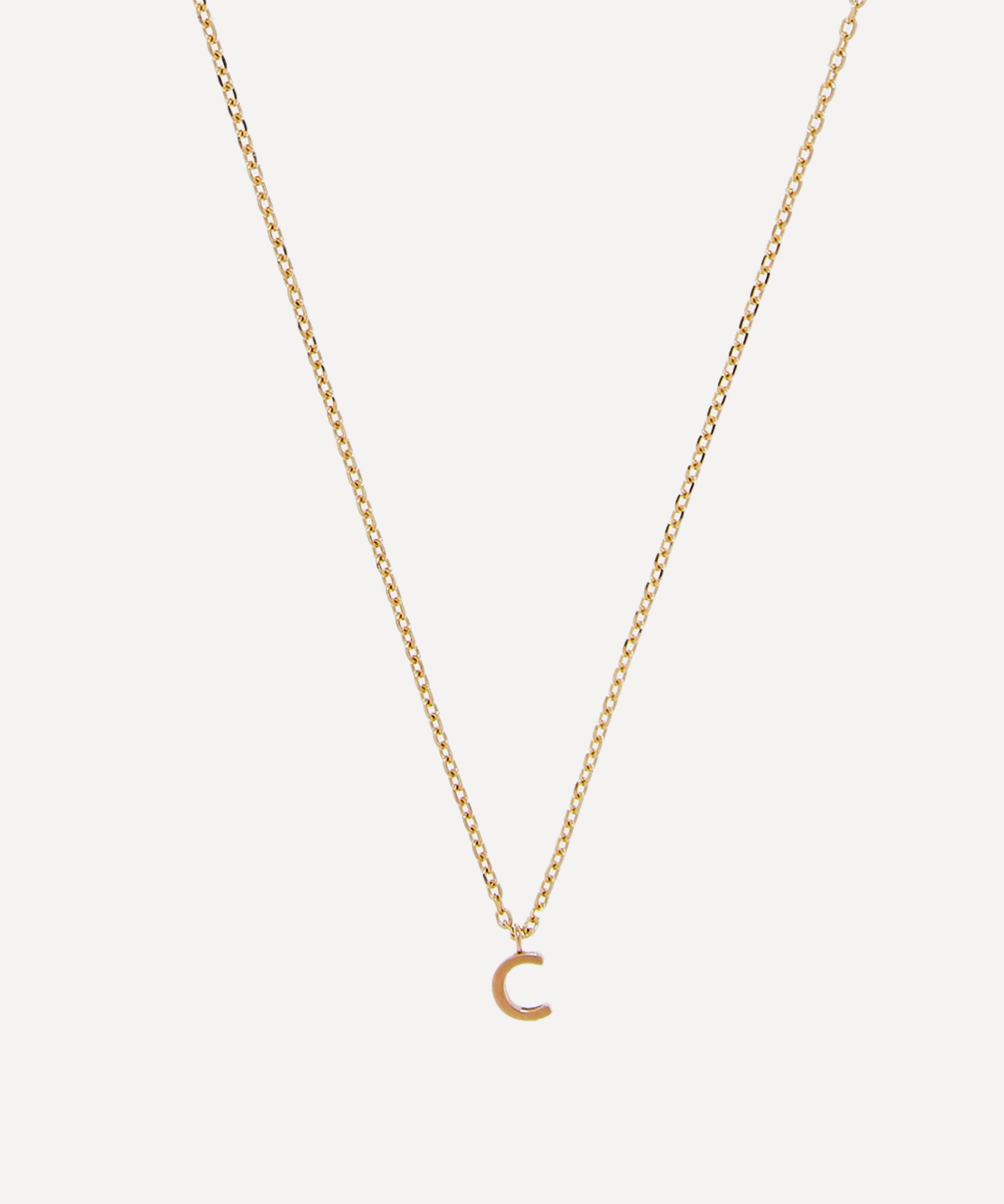 Aurum + Grey 9ct Gold C Initial Pendant Necklace