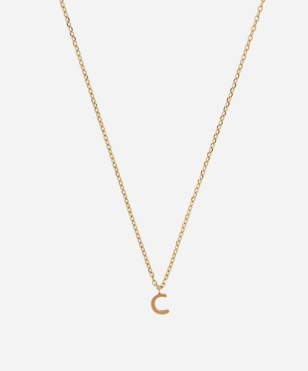 AURUM + GREY - 9ct Gold C Initial Pendant Necklace