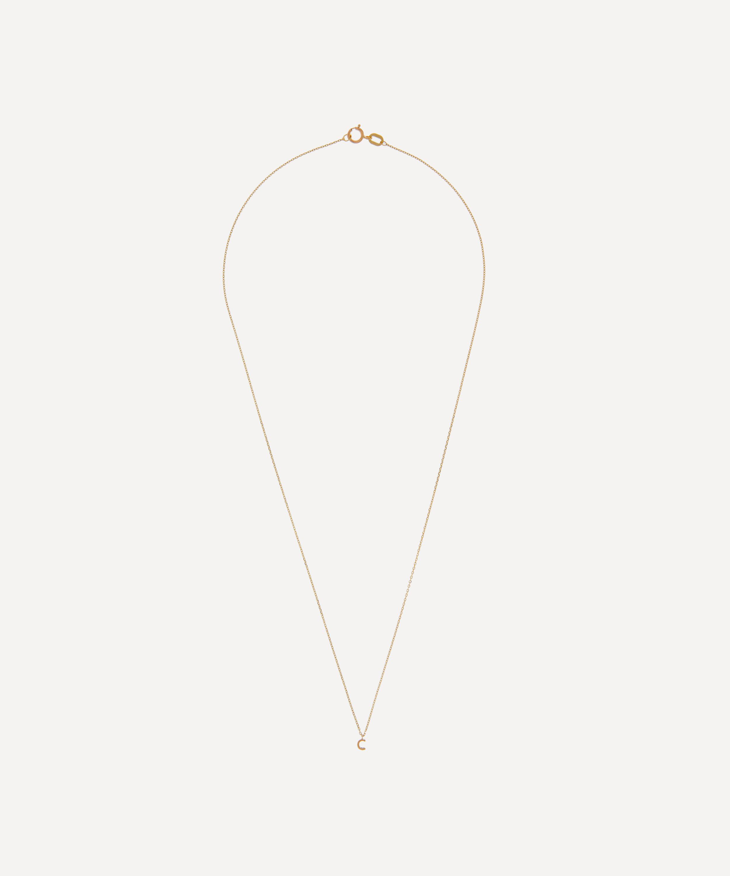 AURUM + GREY - 9ct Gold C Initial Pendant Necklace image number 2