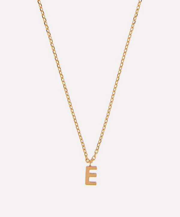 AURUM + GREY - 9ct Gold E Initial Pendant Necklace image number null
