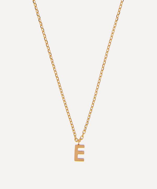 AURUM + GREY - 9ct Gold E Initial Pendant Necklace image number null