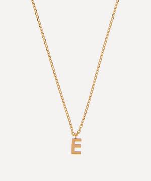 AURUM + GREY - 9ct Gold E Initial Pendant Necklace image number 0