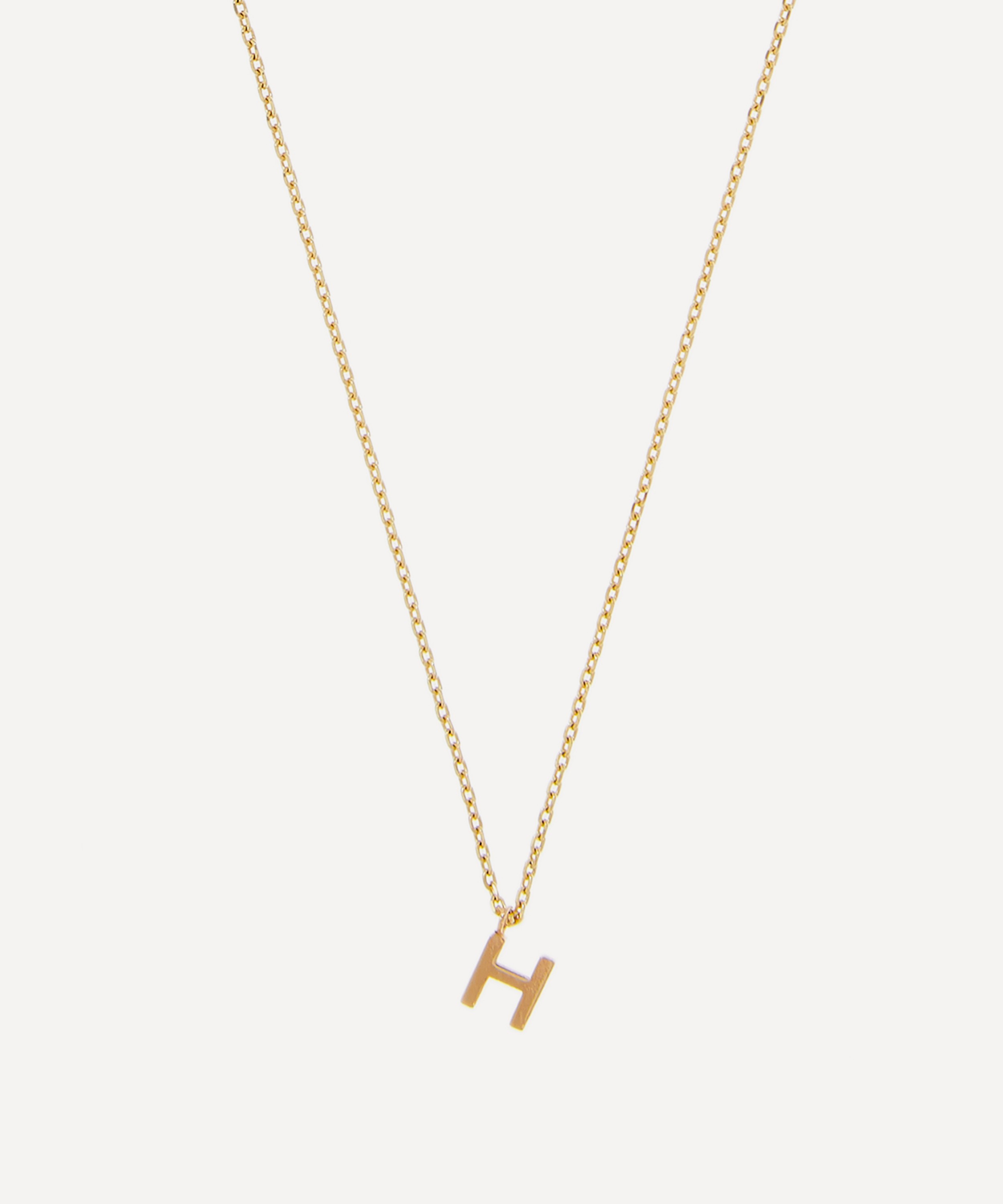 AURUM + GREY - 9ct Gold H Initial Pendant Necklace image number 0