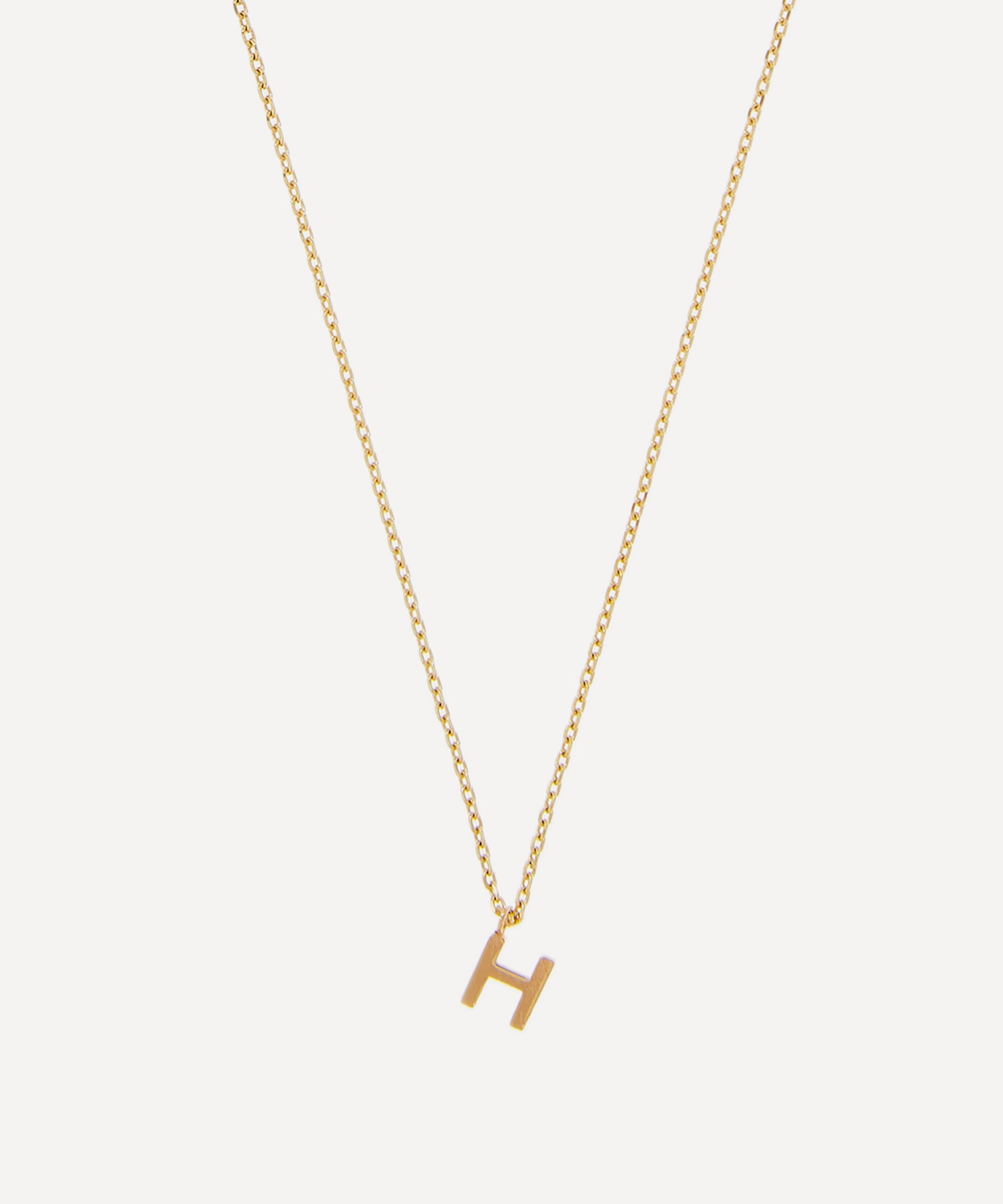 AURUM + GREY - 9ct Gold H Initial Pendant Necklace