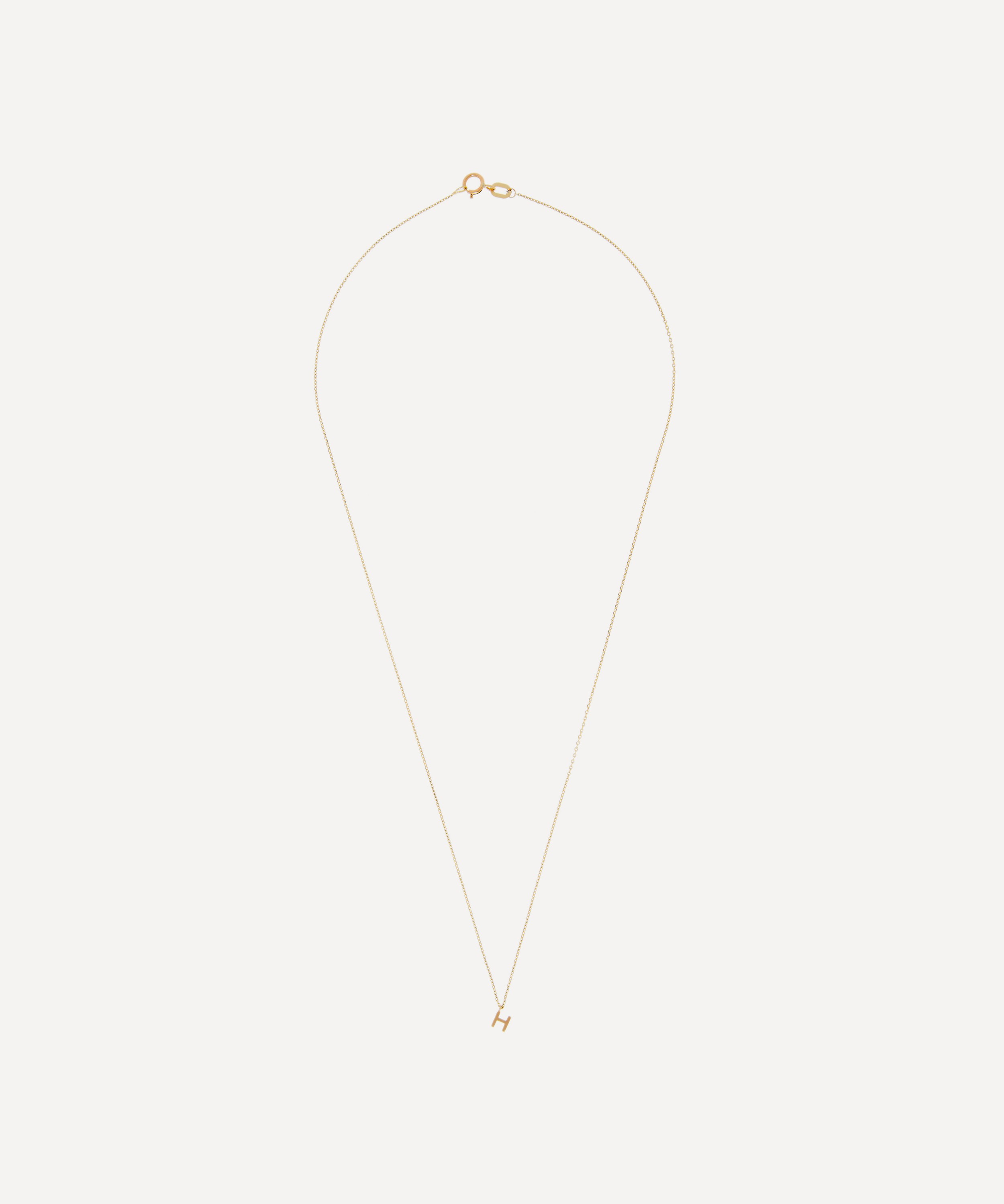 AURUM + GREY - 9ct Gold H Initial Pendant Necklace image number 2