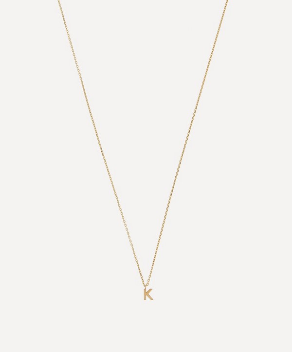 AURUM + GREY - 9ct Gold K Initial Pendant Necklace image number null