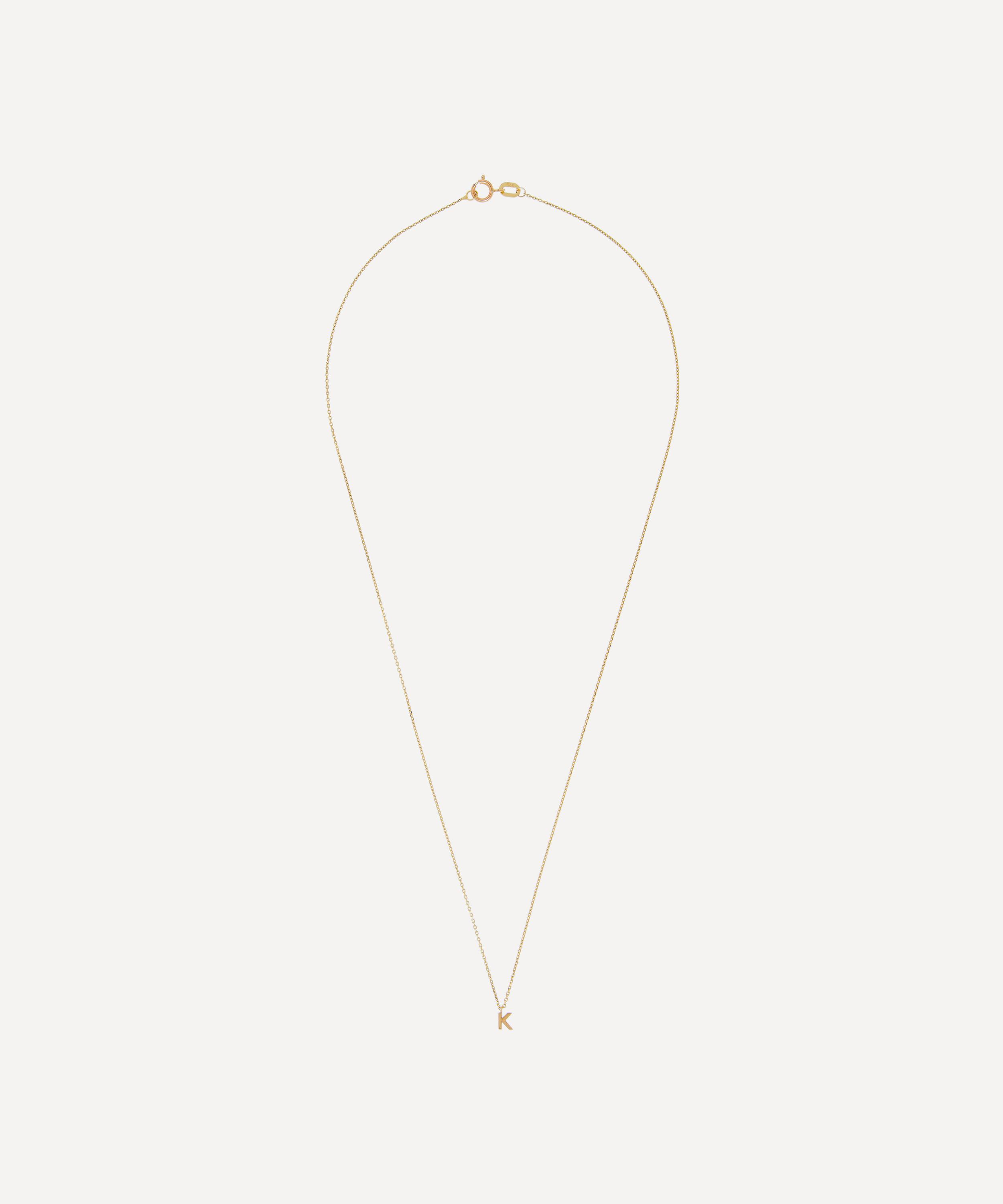 AURUM + GREY - 9ct Gold K Initial Pendant Necklace image number 2