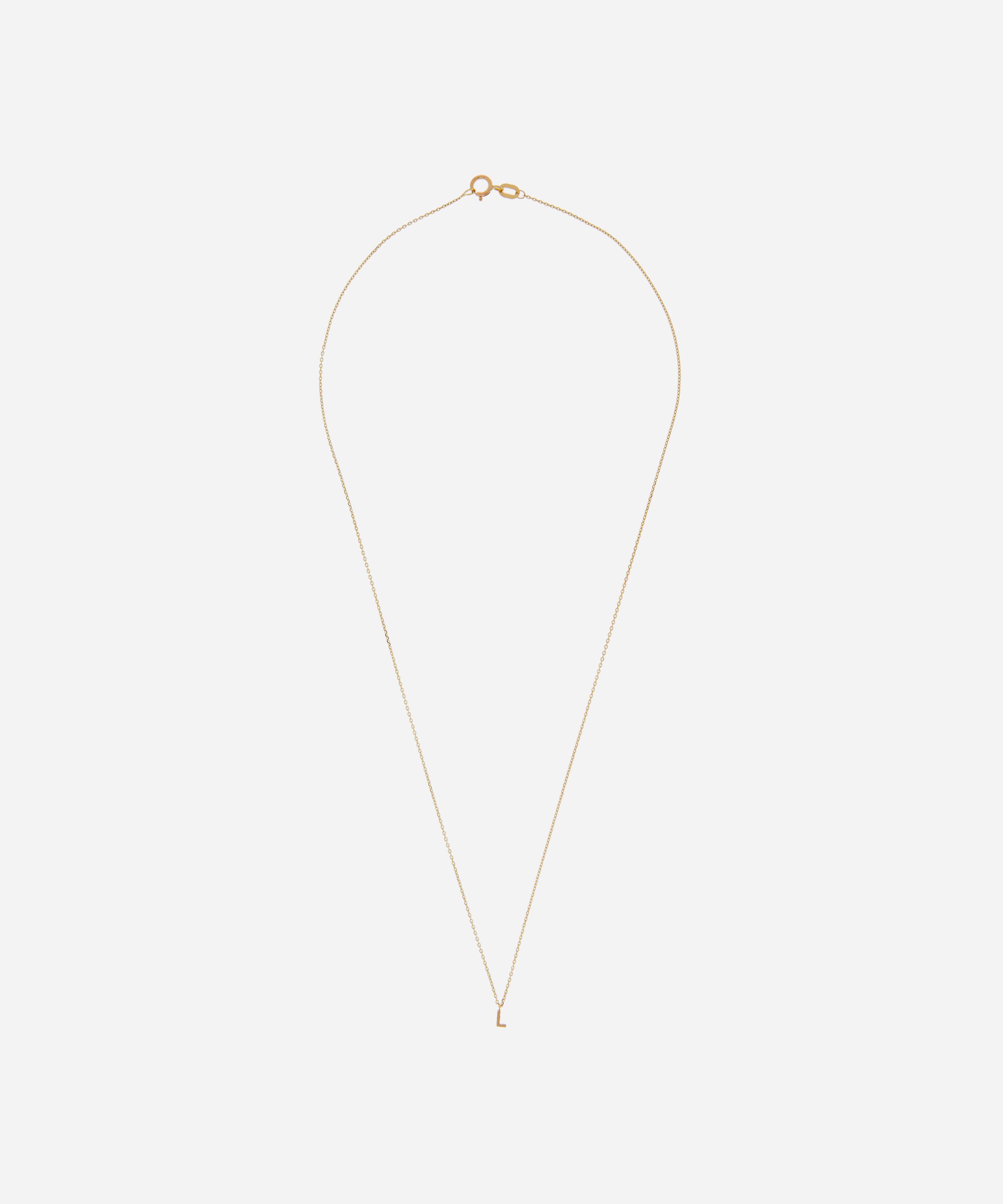 AURUM + GREY - 9ct Gold L Initial Pendant Necklace image number 2