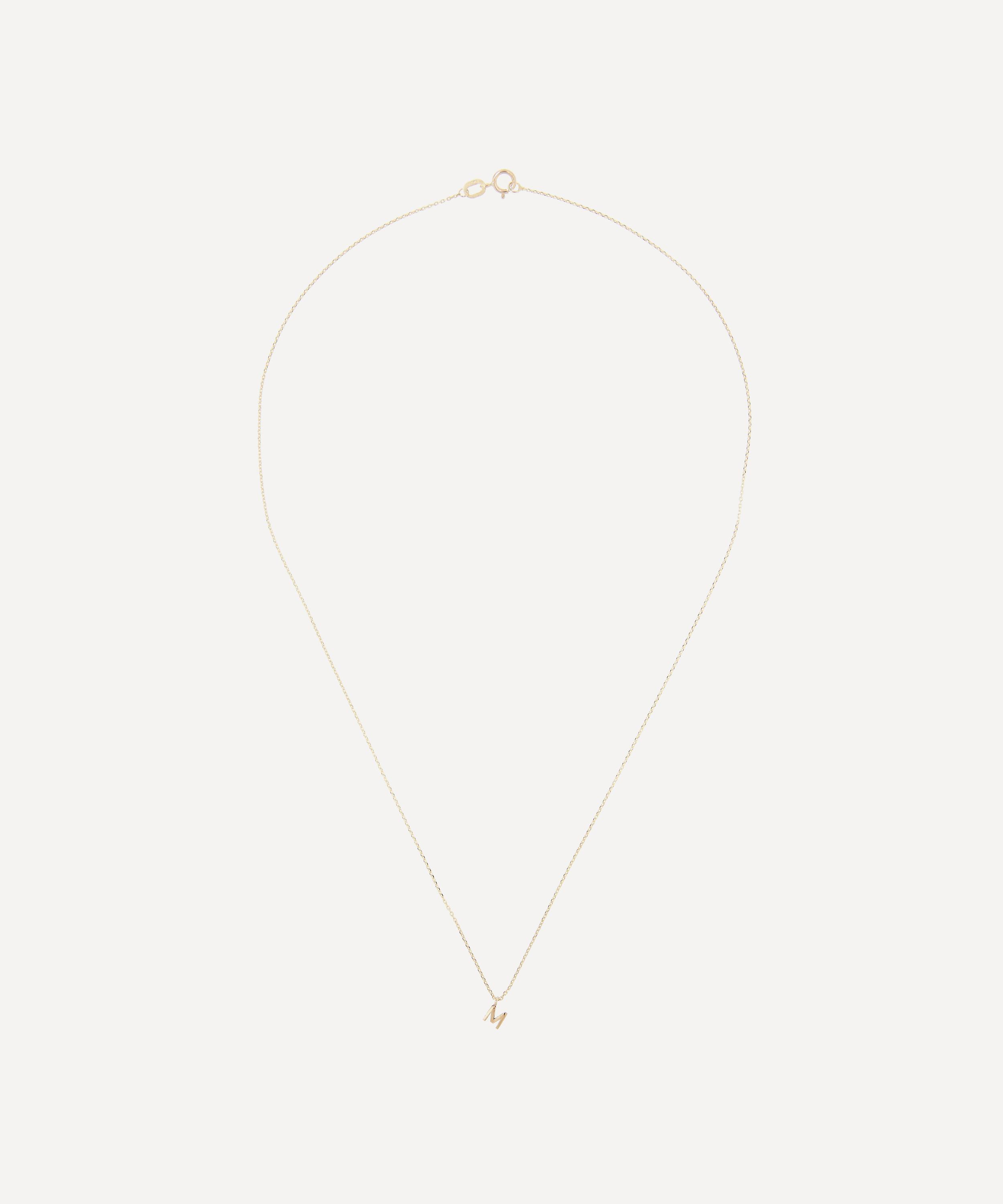 AURUM + GREY - 9ct Gold M Initial Pendant Necklace image number 2