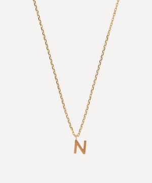AURUM + GREY - 9ct Gold N Initial Pendant Necklace image number 0