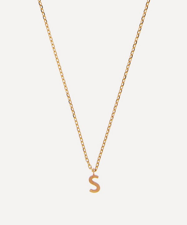 AURUM + GREY - 9ct Gold S Initial Pendant Necklace image number null
