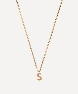 AURUM + GREY - 9ct Gold S Initial Pendant Necklace image number 0