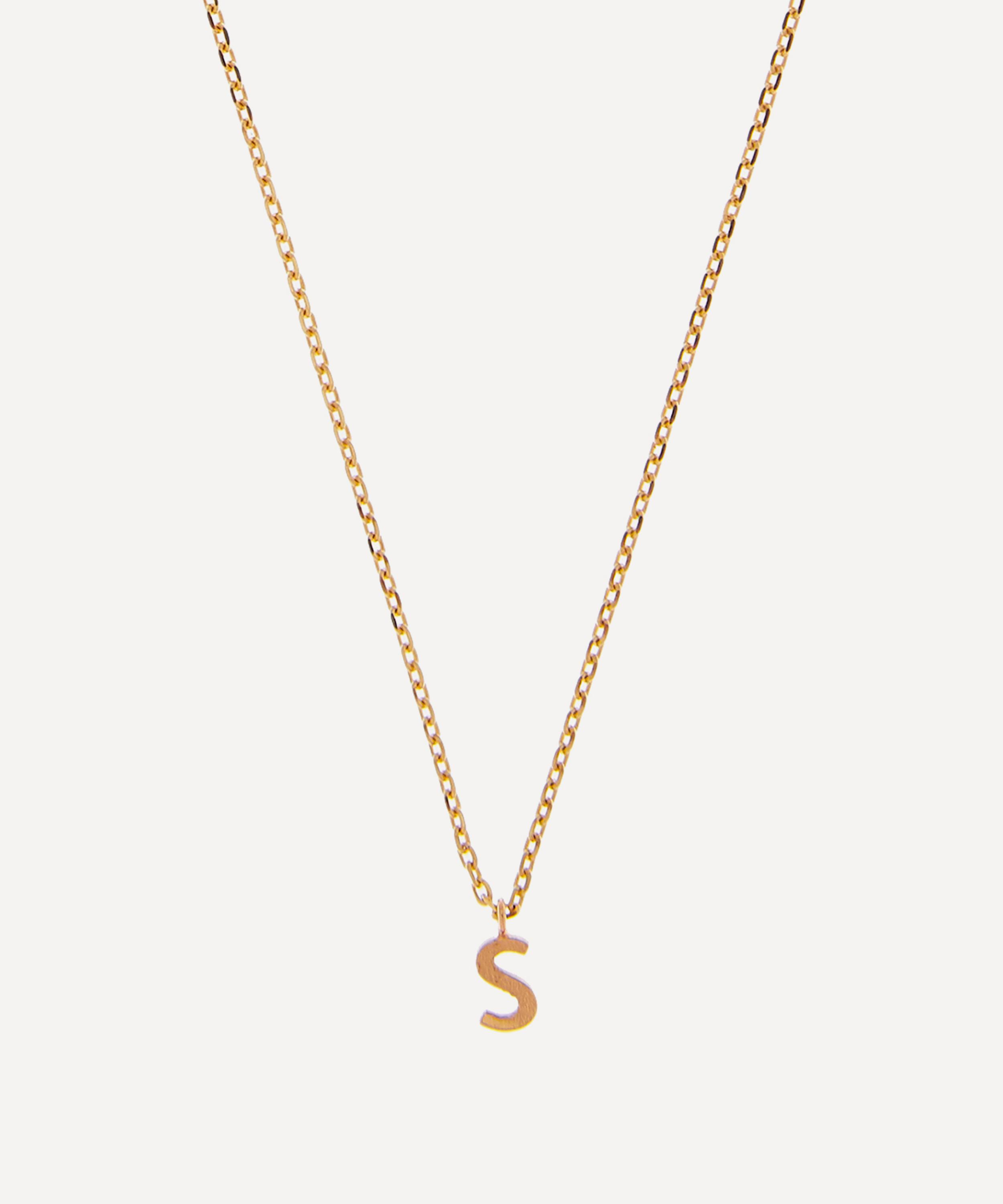 AURUM + GREY - 9ct Gold S Initial Pendant Necklace