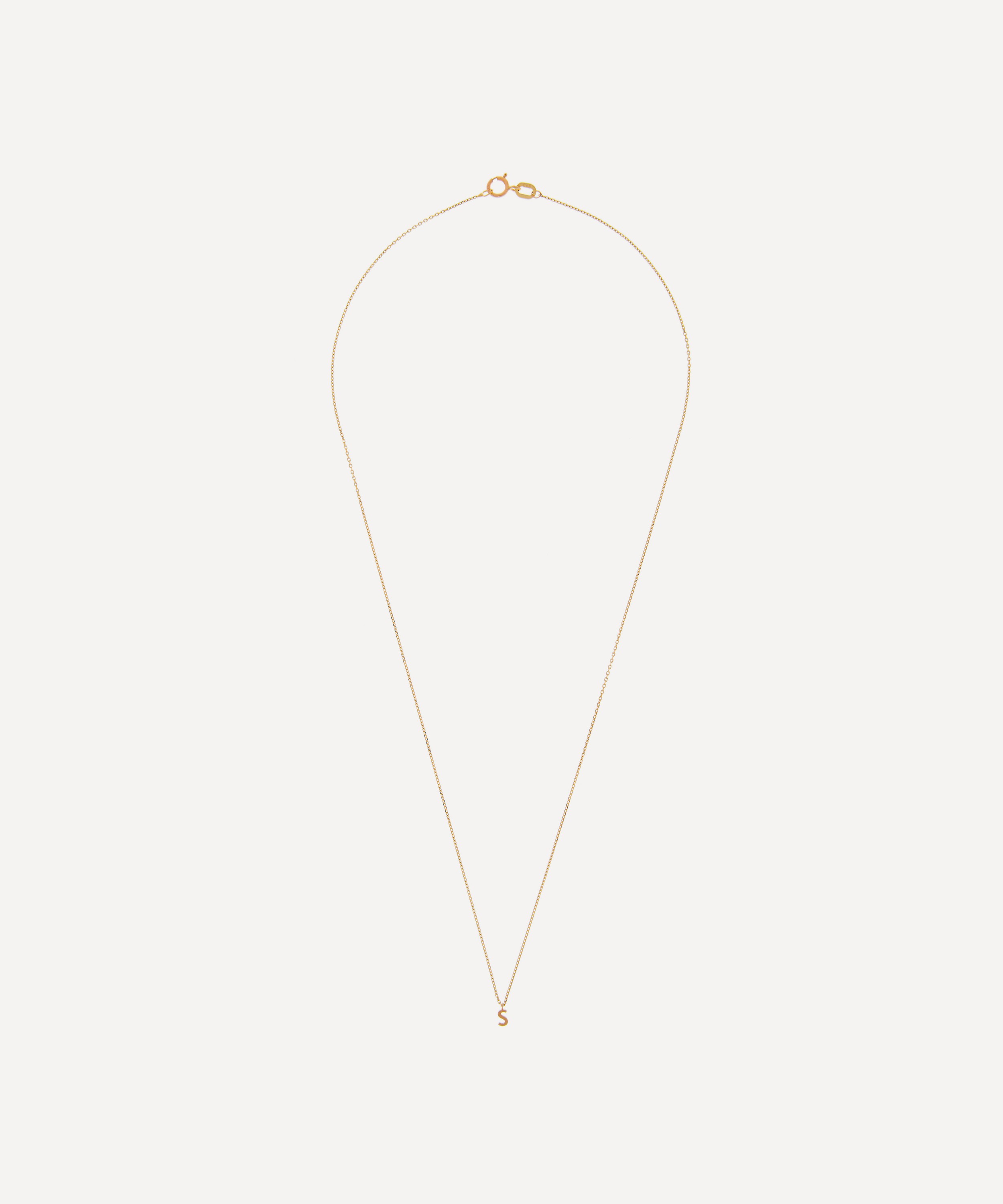 AURUM + GREY - 9ct Gold S Initial Pendant Necklace image number 2
