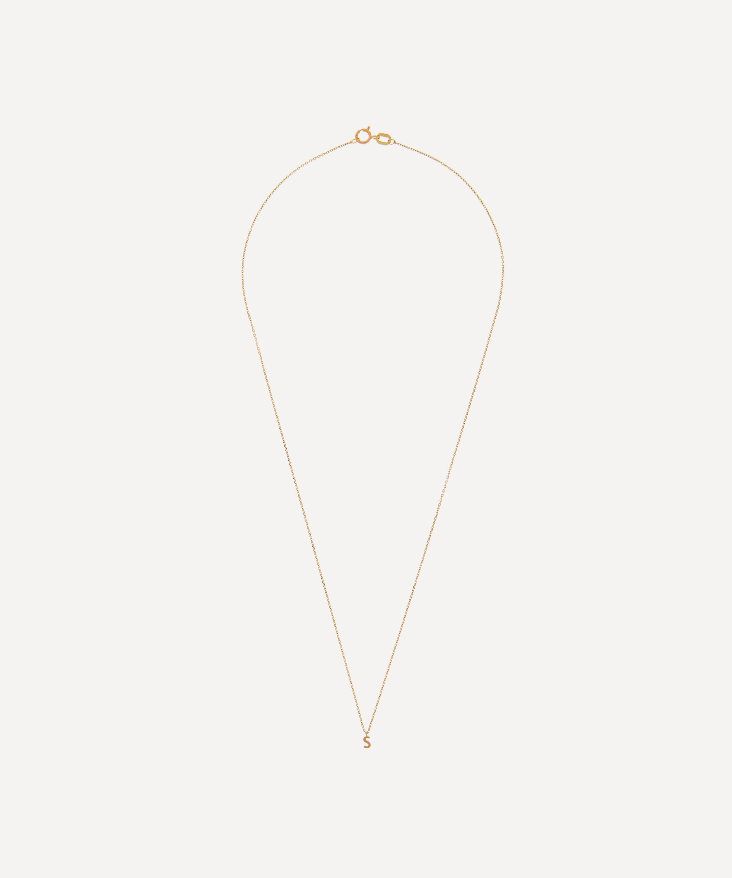 AURUM + GREY - 9ct Gold S Initial Pendant Necklace image number 2