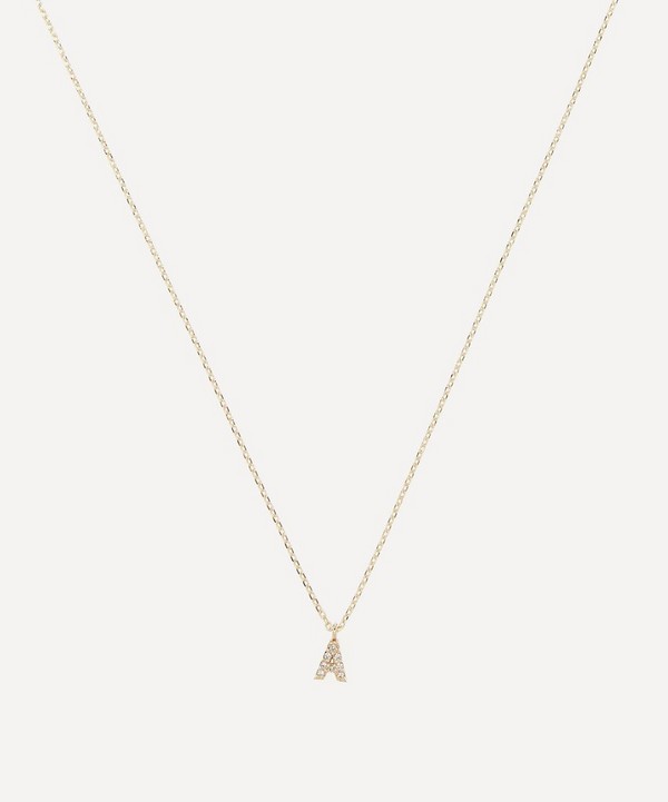 AURUM + GREY - 9ct Gold A Diamond Initial Pendant Necklace image number null