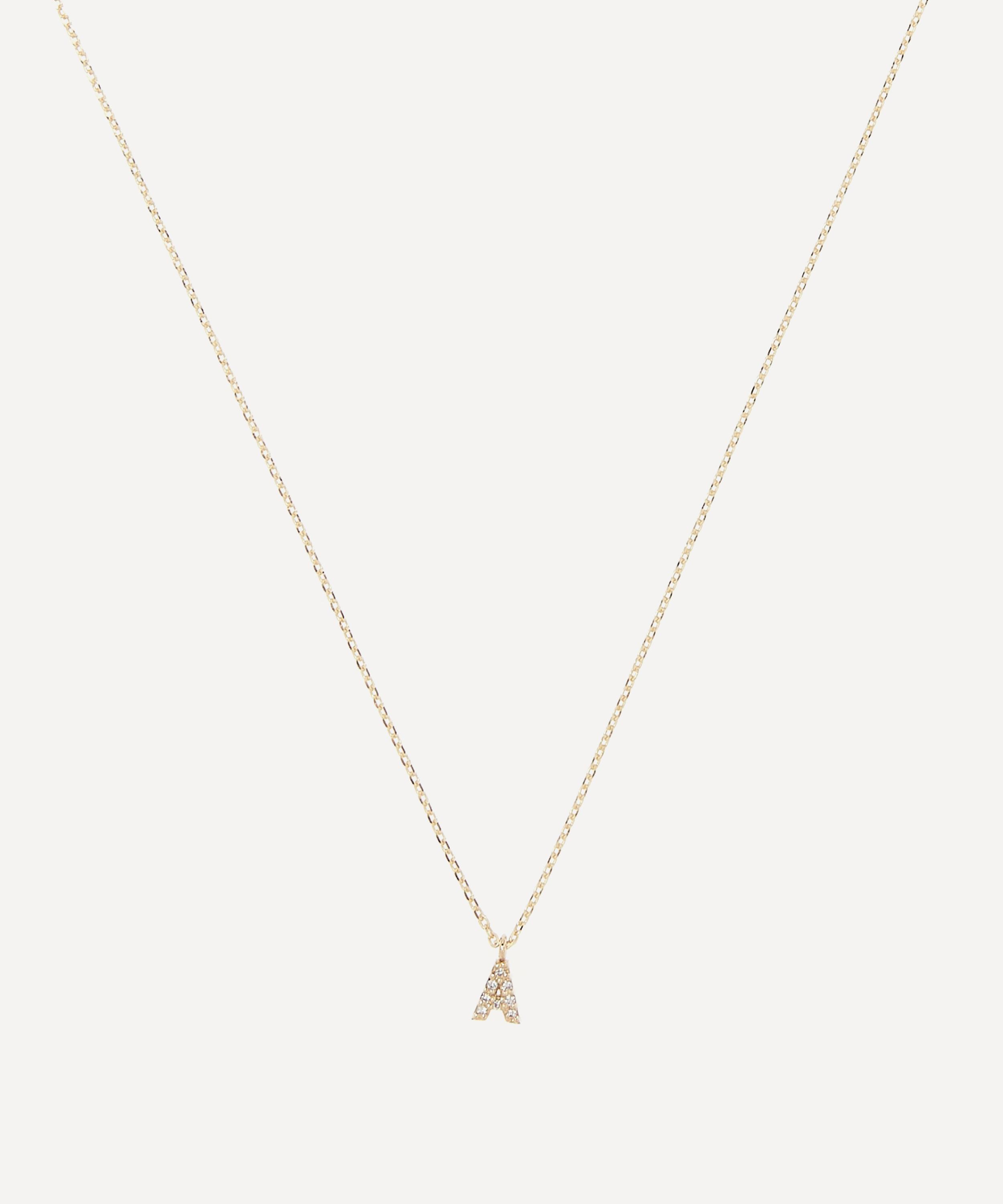 AURUM + GREY - 9ct Gold A Diamond Initial Pendant Necklace image number 0