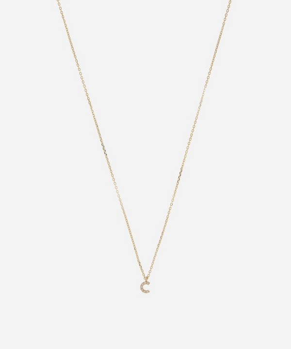 AURUM + GREY - 9ct Gold C Diamond Initial Pendant Necklace image number null