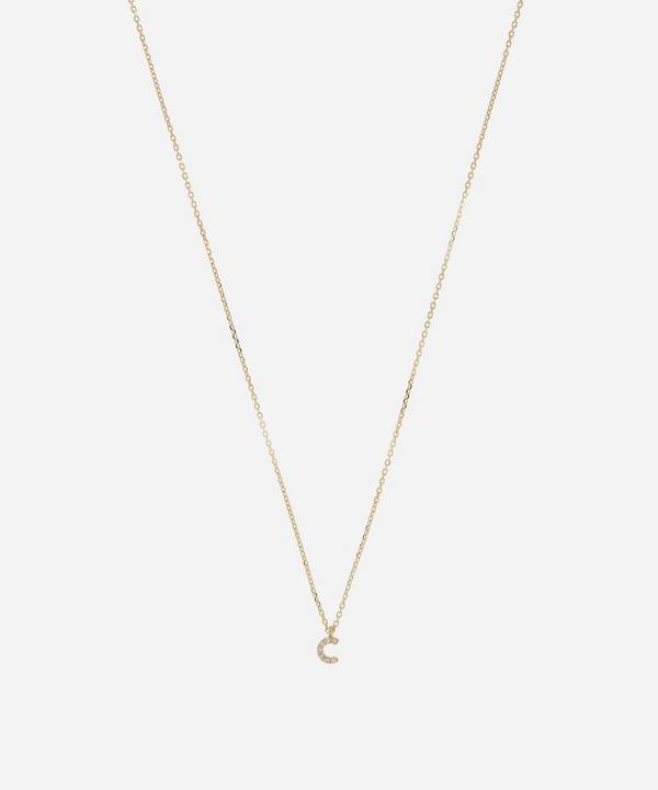 AURUM + GREY - 9ct Gold C Diamond Initial Pendant Necklace image number null