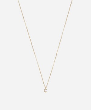 AURUM + GREY - 9ct Gold C Diamond Initial Pendant Necklace image number 0