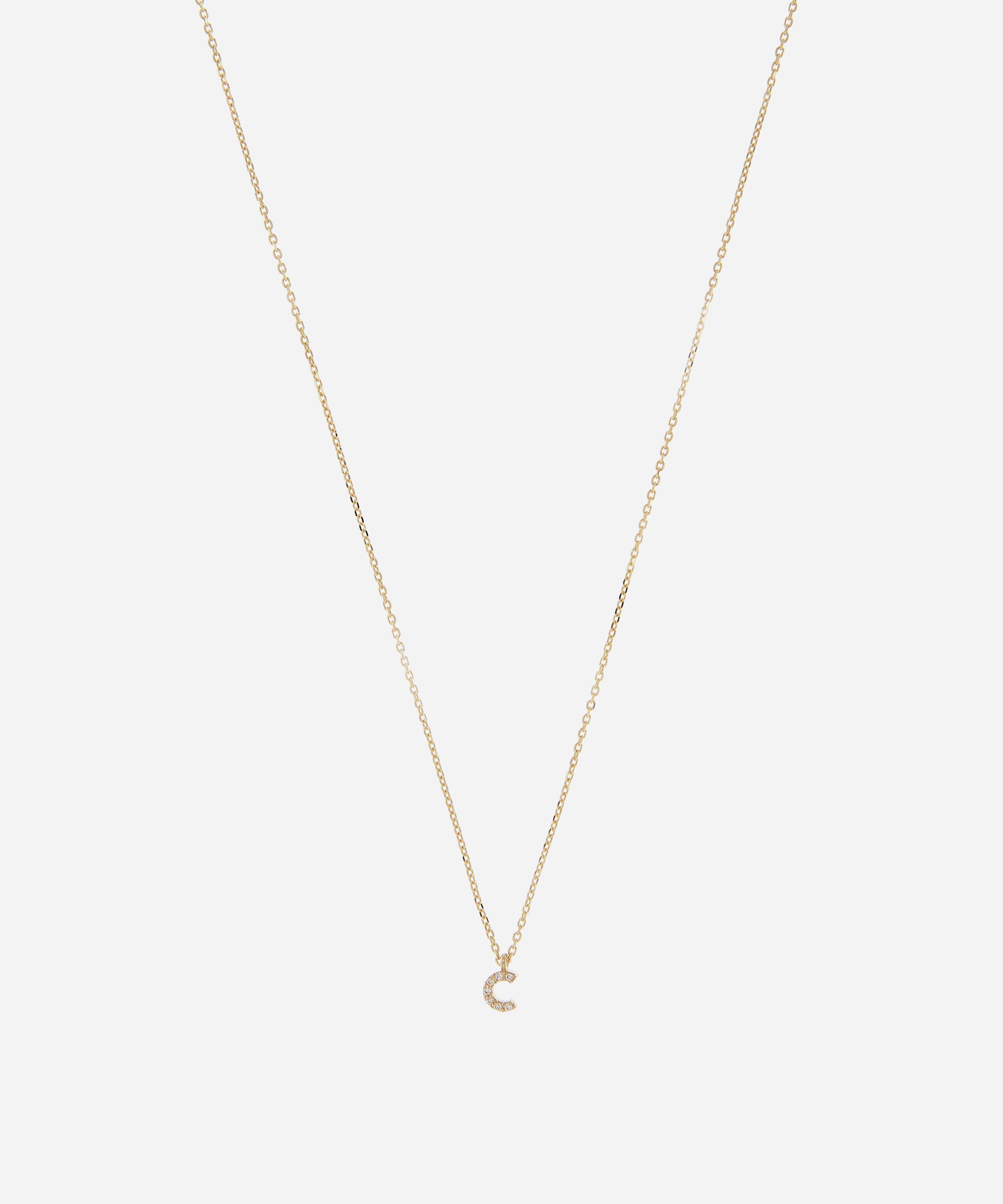 AURUM + GREY - 9ct Gold C Diamond Initial Pendant Necklace image number 0