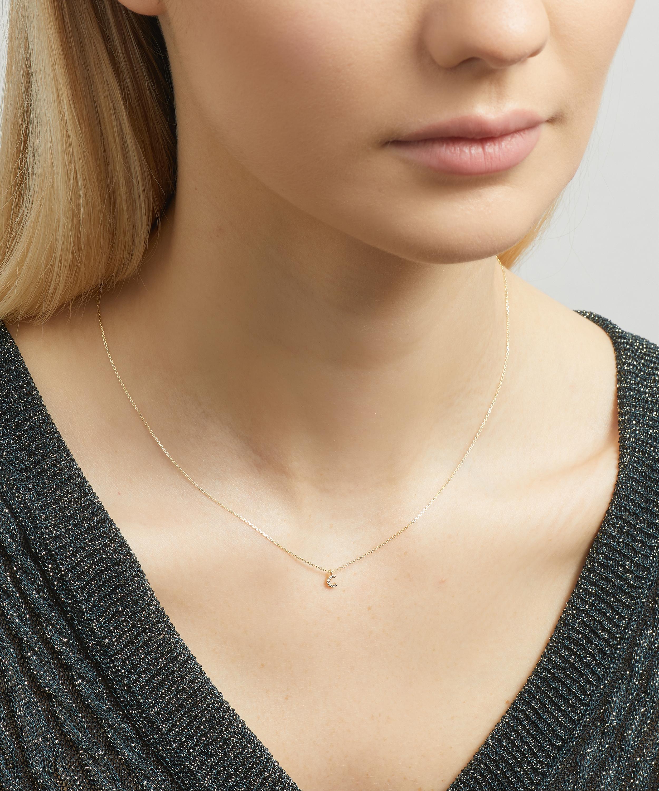 Mini diamond hot sale initial necklace