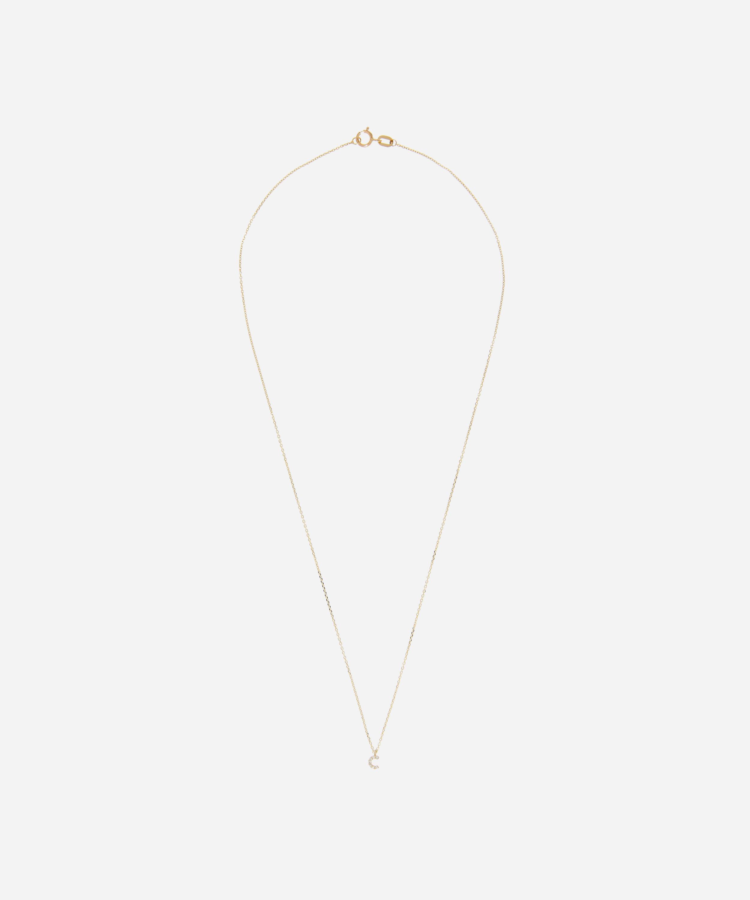 AURUM + GREY - 9ct Gold C Diamond Initial Pendant Necklace image number 2