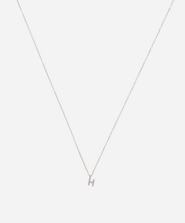 AURUM + GREY - 9ct Gold H Diamond Initial Pendant Necklace image number null